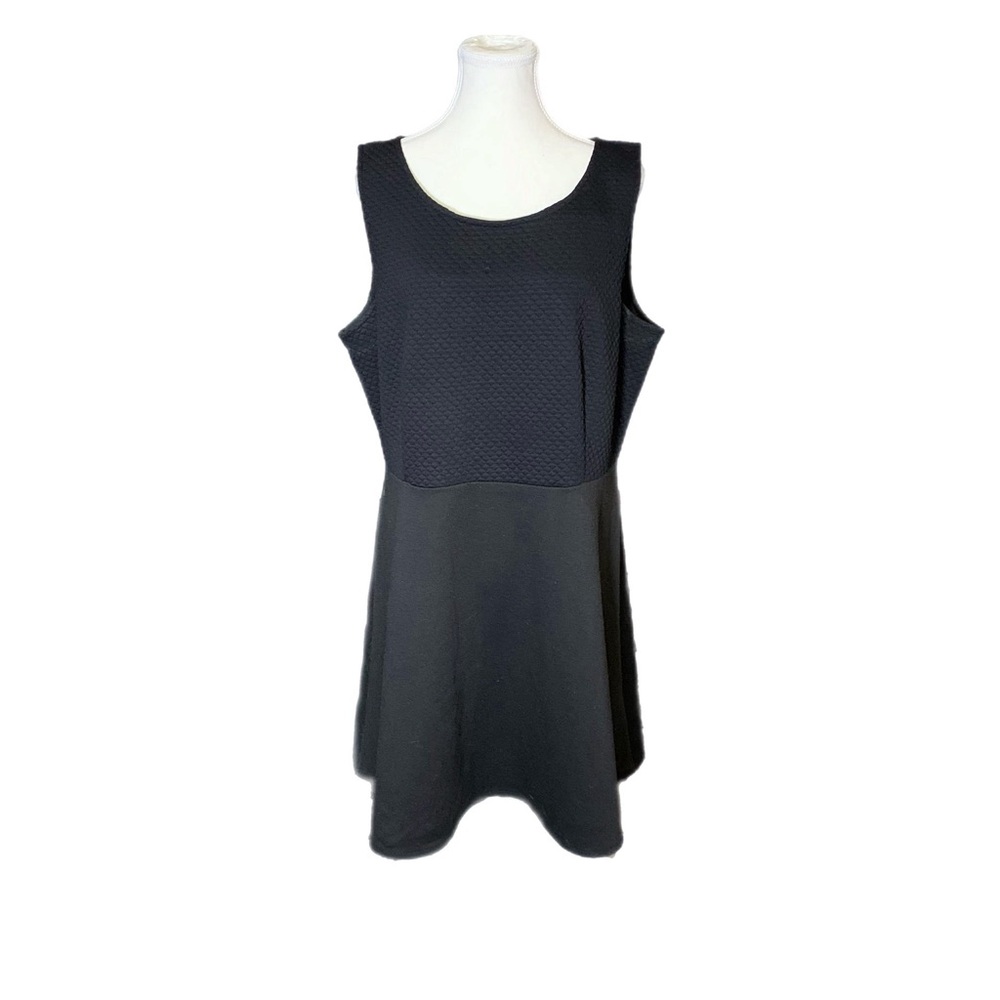Reitmans Black Textured Quilted Sleeveless A-Line Dress XL LBD Professional
